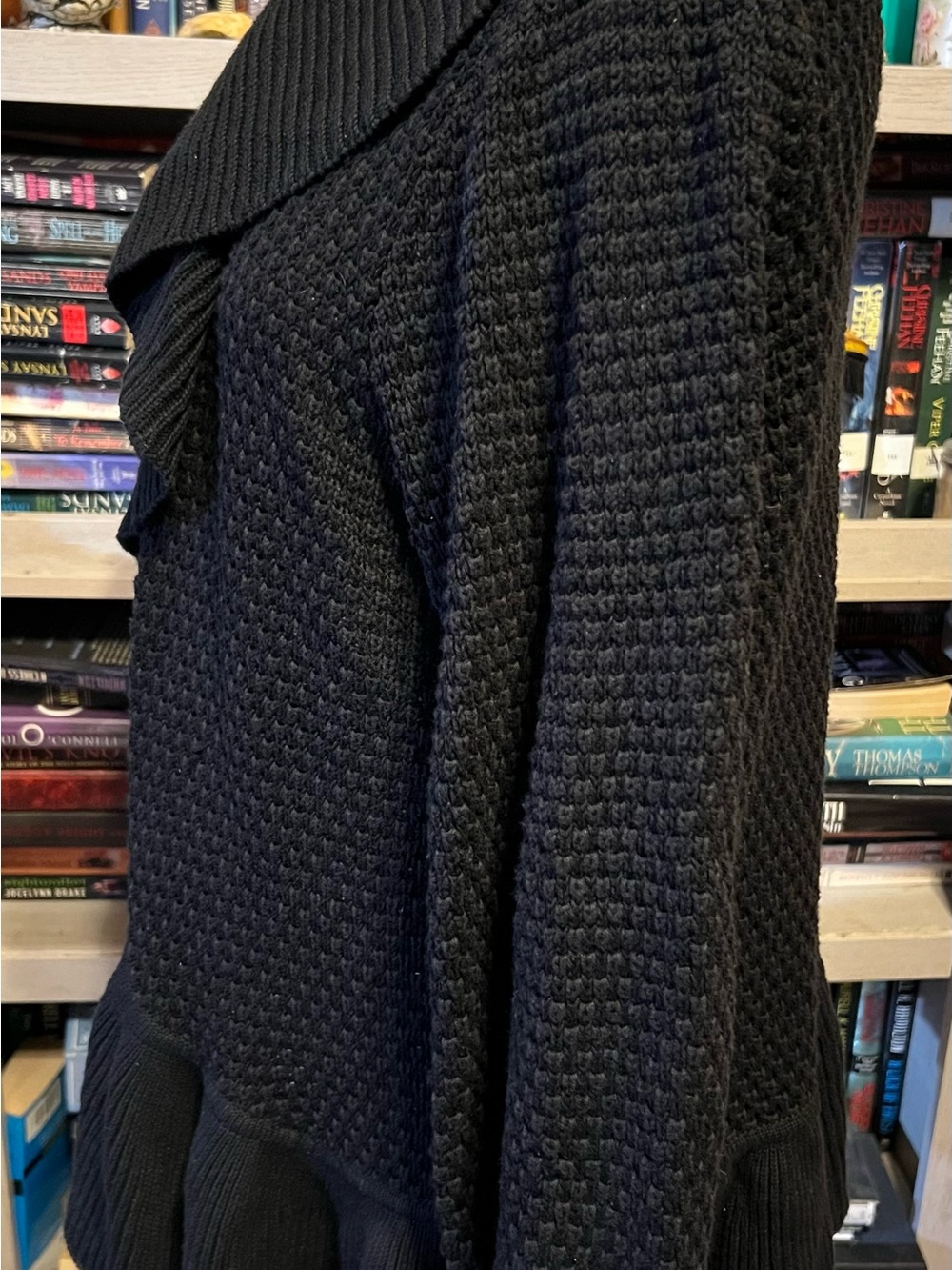 Ruby Rd. Black Ruffled Open-Front Cardigan - Picture 3 of 5